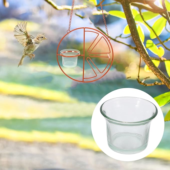 Unique Hanging Glass Bird Feeder Durable Outdoor Accessory for Balcony Garden Multifunctional Feeding Tool for Parrots Wild Birds Enhances Nature Connection Garden Decor