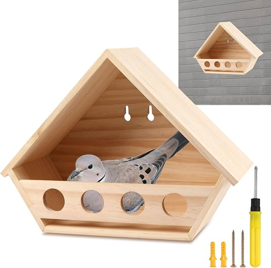 Dove Bird House for Outside, 14" L x 10.2" H x 5.3" W Mourning Dove Nesting Box, Pigeon House with 2 Preset Mounting Holes - Easy to Install & Remove