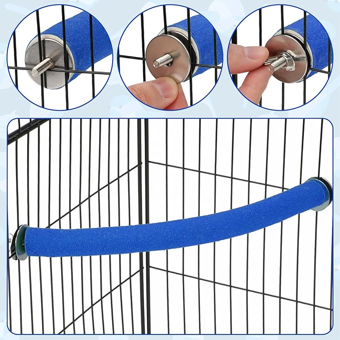 Rypet Parrot Perch Stand Toy Used for Cage Corner for Paw Grinding Clean Stick Exercise, Rough-Surfaced Quartz Bird Perch Standing Cage Accessorie for for Small Parakeets Cockatiel Conures (Blue L)