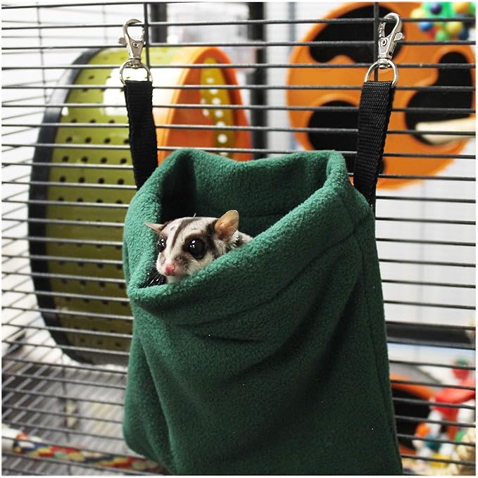 XL Nest Pouch (Giraffe) - Hanging Fleece Cage Accessory Toy - for Sugar Gliders, Squirrels, Marmosets, Hamsters, Rodents, Rats, Reptiles & Other Small Pets - Hammock, Tower, Bed, Nest Pouch