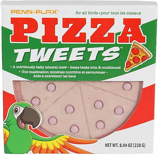 Penn-Plax Tweet Eats: Pizza Tweets â€“ Nutritious and Tasty Mineral Chew â€“ Safe for All Birds â€“ Keeps Beaks Trim and Conditioned â€“ 1 Piece