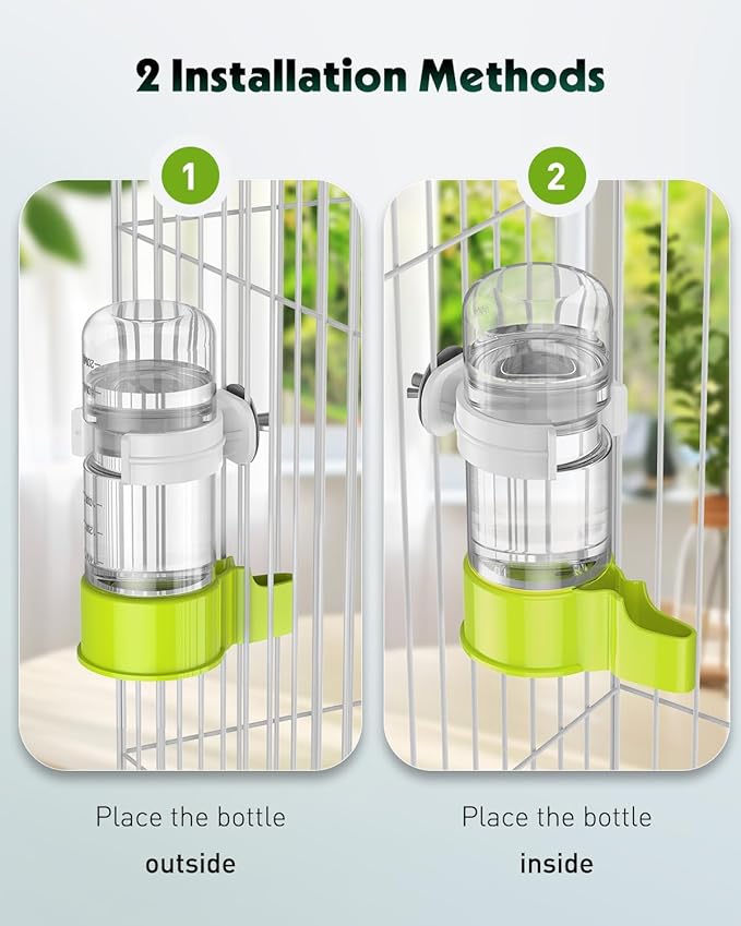 Pawfly 2 Pcs Bird Water Dispenser, Automatic Bird Water Feeder, Plastic Bird Cage Water Dispenser, Green Parrot Waterer for Parakeet Cockatiel Budgie Lovebirds (Not Fit for Food Feeding)