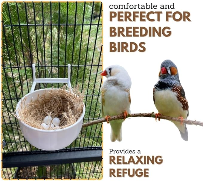 Canary Nest Plastic Hollow Hanging, 2pcs of Durable and Comfortable Bird Nesting Solution for Small Birds, Ideal for Goldfinches, Finches, and Greenfinches Breeding, Cage Accessory