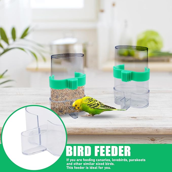 2 Pieces 6.7 Oz Automatic Bird Water Dispenser, Hanging No Mess Bird Feeder for Cage, Plastic Parakeet Water Feeder Drinker Seed Container for Cockatiel Canary Lovebirds Small Parrots