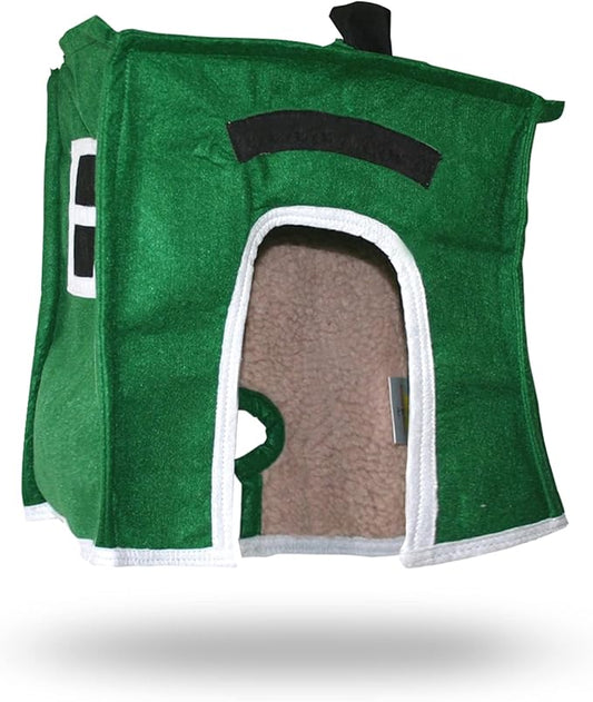 Crazy K Farm - Avian Haven Bird Hut, Comfy Bird Snuggle Hut, Plush Pet Bird Hut for Sleeping and Snuggling, Hanging Bird Cage Hut with Sherpa, Cozy Bird Cage Accessories Large, Green