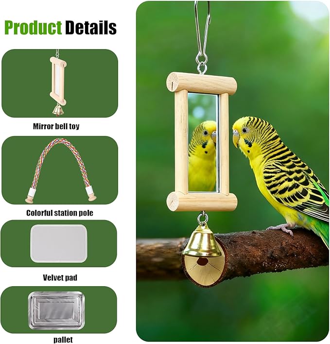Bird Travel Carrier Bubble Window Backpack with Mirror Parrot Standing Toy,Portable Parrot Cage Backpack with Stand Perch, Pet Travel Bag for Cockatiels,Parrots,Love Bird,Small Birds
