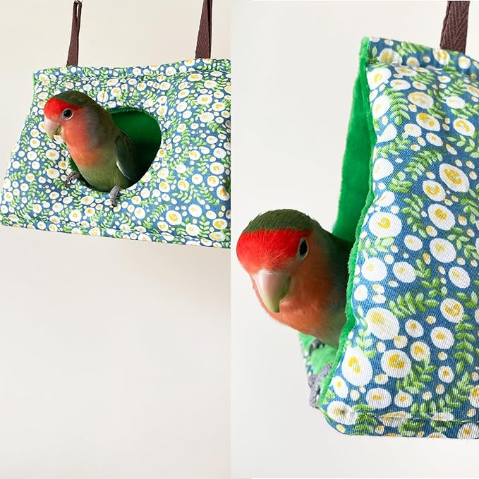 Cockatiel Bird Cage Winter Warm Tent House Conures Hammock Bedding Parrot Snuggle Hut Parakeets House Sleeping Hideaway with Pad Lovebirds Quaker
