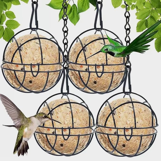 4Pcs Suet Basket Suet Ball Bird Feed Parrot Food Bowl Bird Food Container Cage Accessories for Woodkeeper Parrot Gold