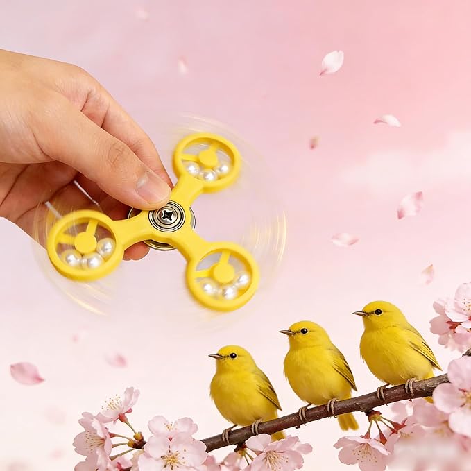 Spinning Bird-Toys Bird Cage Toys & Bird Perch Parrot-Parakeet Budgie Cockatiel Conure Macaw Chicken Parrot Enrichment Cage Accessories Small Animal Chewing Toy (Yellow Spinner)