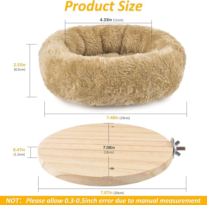 DBNESS Medium Bird Nest for Cage, Removable Plush Parrot Hammock Warm Resting Perch Platform for Budgies Cockatiel Conure Parakeet Hamster Washable Breeding Sleeping Lay Eggs Nesting