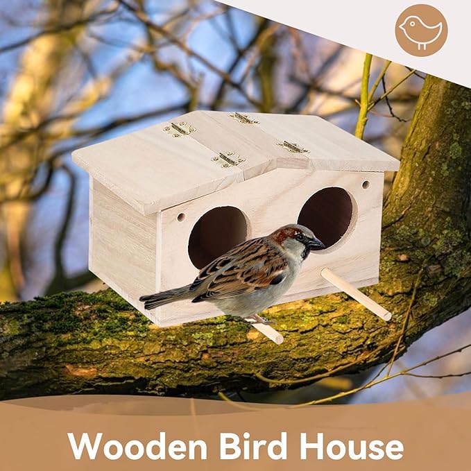 Parakeet Nesting Box, Bird House Wood Breeding Box Parrots Mating Box Bird House Budgie Pet Bird Nests House for Parrots Swallows Breeding Box Cage Birdhouse Accessories