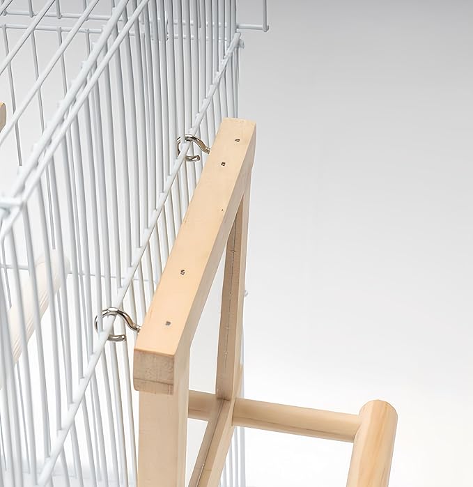 Natural Wood Bird Stand with Mirror, Perch and Swing Toy for Parakeets, Hummingbird, Lovebirds and Cockatoos (2 Pack)