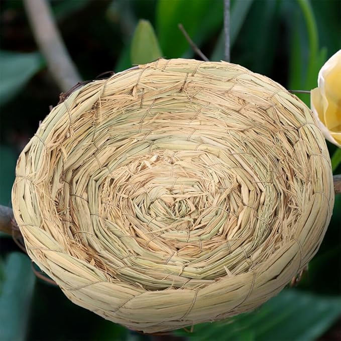 Didiseaon Handwoven Straw Bird Nest for Animals Comfortable Breathable Woven Nest for Parrots Pigeons Easy to Assemble Maintain