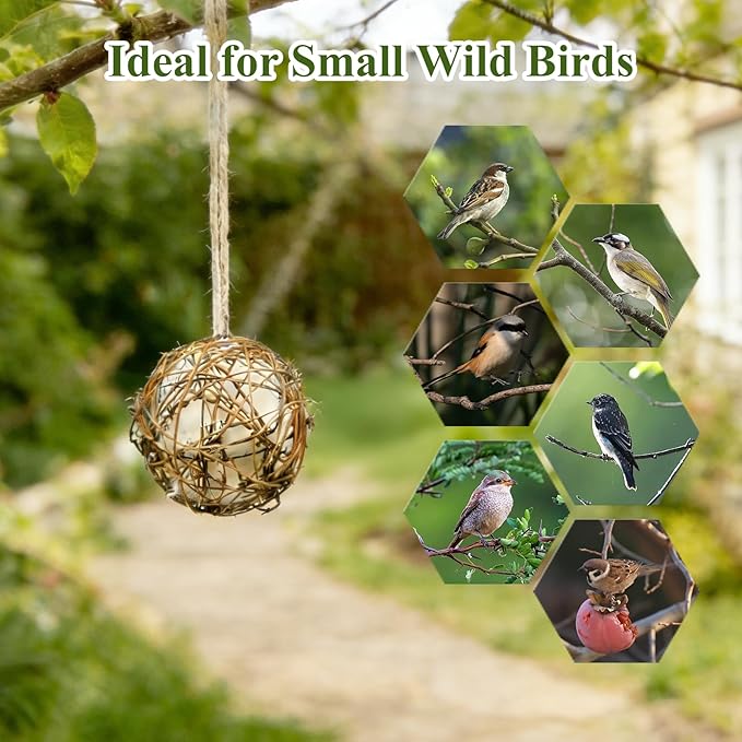 Gute Globe Hummingbird Nesters, Hummingbird Nesting Houses Set of 2, Bird Nesting Materials Holder, Refillable Balls Bird Nesting Station for Outdoor Wild Birds Wrens Finches Parrot (Small)