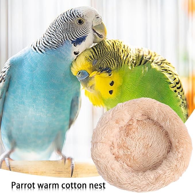 Bird Cotton Nest, 4.33in Bird Sleeping Tool with Thickened Edge Shell Parrot Warm Nest Mat Warm Pad for Lovebirds, Budgies, Parakeets, Cockatiels Medium Size Bird Accessories