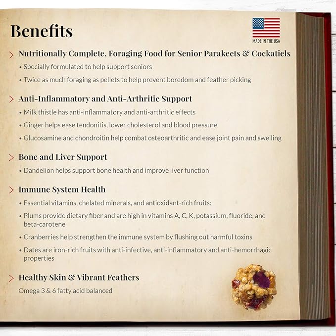 LAFEBER'S Senior Bird Nutri-Berries Pet Bird Food, Made with Non-GMO and Human-Grade Ingredients, for Parakeets & Cockatiels, 3 lb