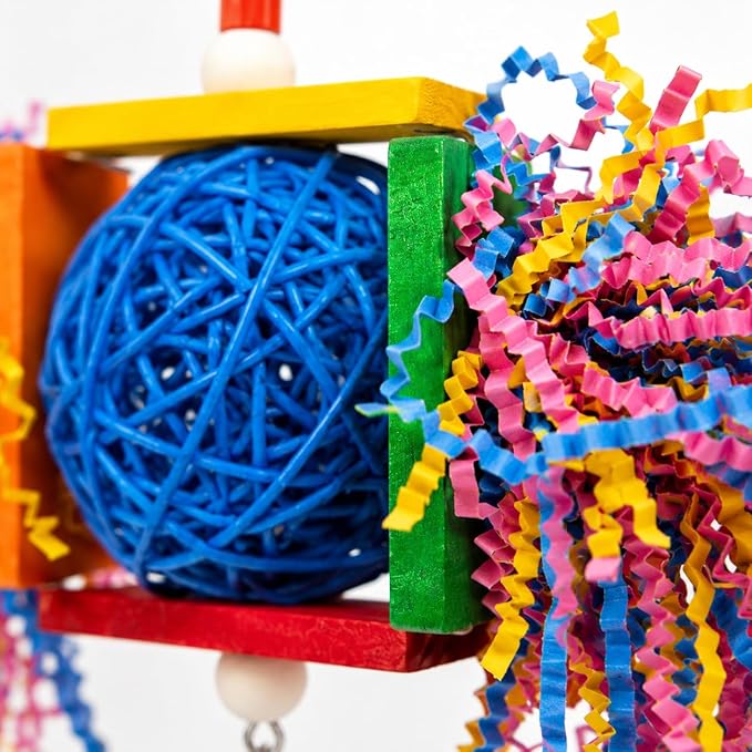 Bonka Bird Toys 1839 Foraging Star 7" High by 8" Wide, Medium Parrot Chew Shred Forage Cage Toy, Conure, Pionus, Quaker, and Similar Birds
