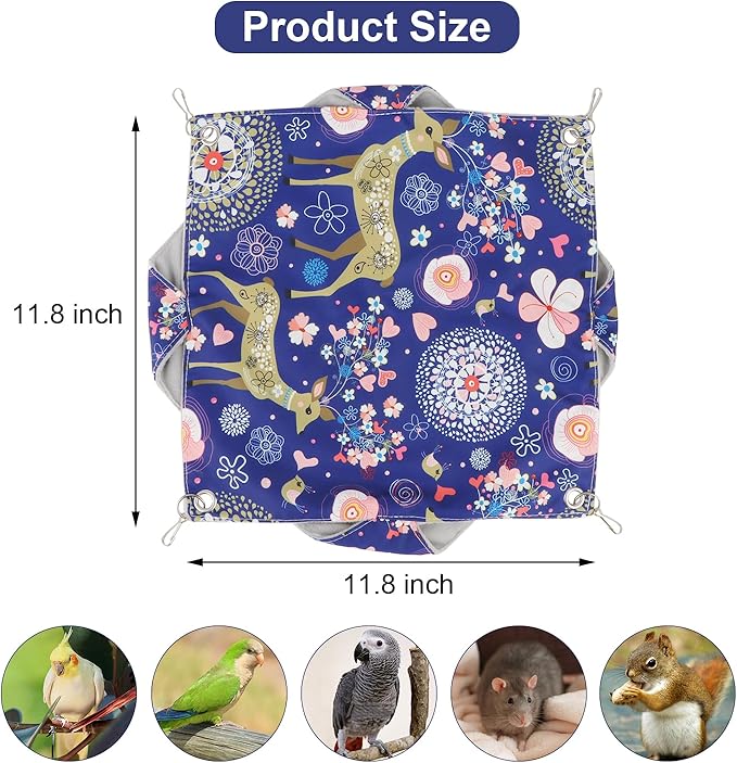 Wontee Bird Double Hammock Warm Nest Bed for Parrot Budgie Parakeet Cockatiel Conure Lovebird Hamster Rat Mice Chinchinlla (L)