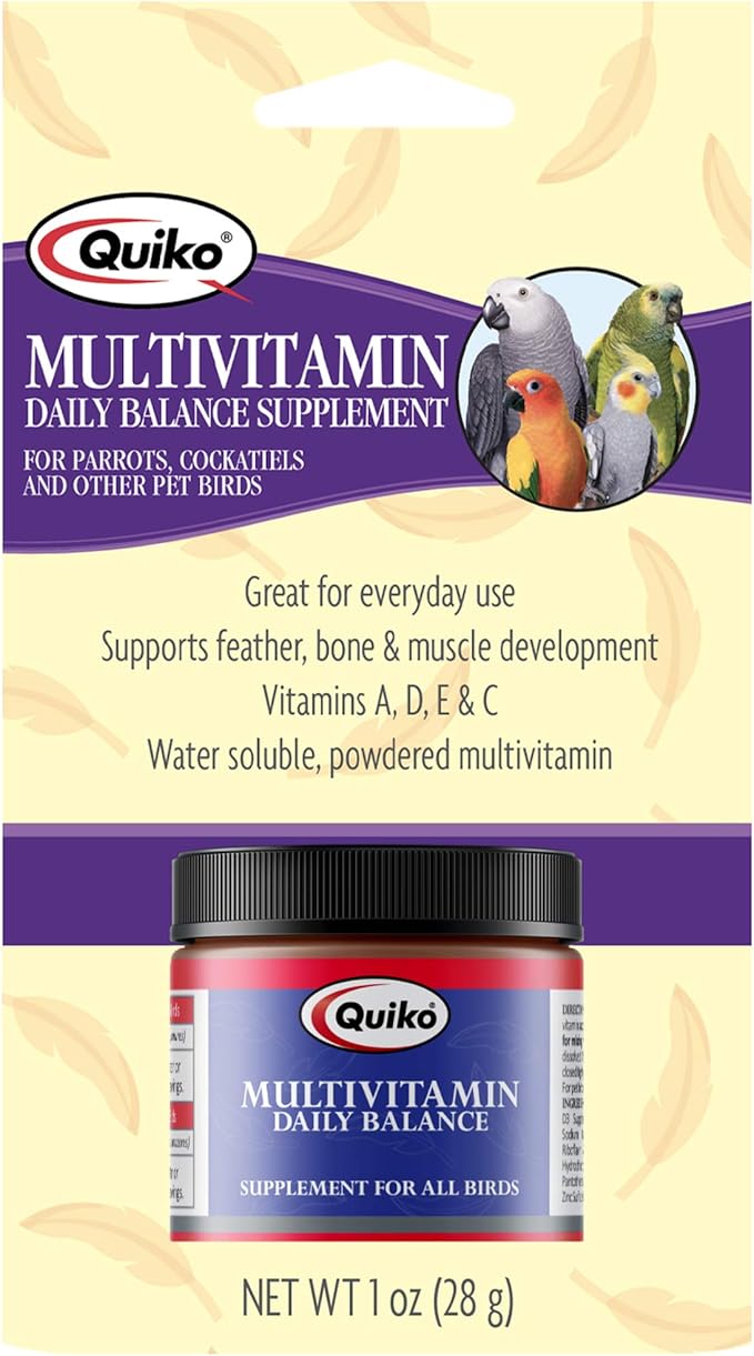 Quiko Multivitamin Daily Balance Vitamin & Mineral Supplement for All Pet Birds, 1.0 Ounce