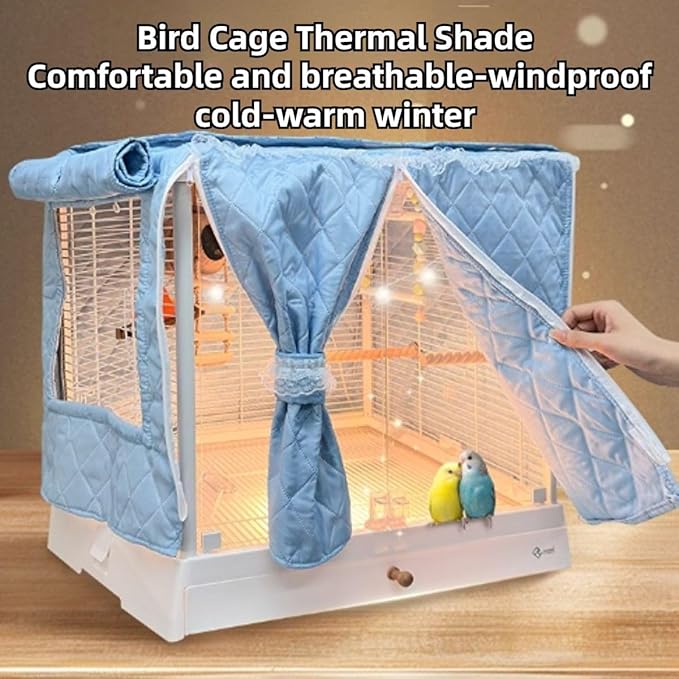Bird Cage Cover Good Night Blackout Warm Lightweight Small Animal Cages Cover Pet Removable Durable Protector (Blue,S)
