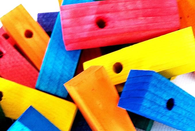 Wood Wooden 50 Blocks Bird Parrot Cage Parts for Bird Toys Multi Colors