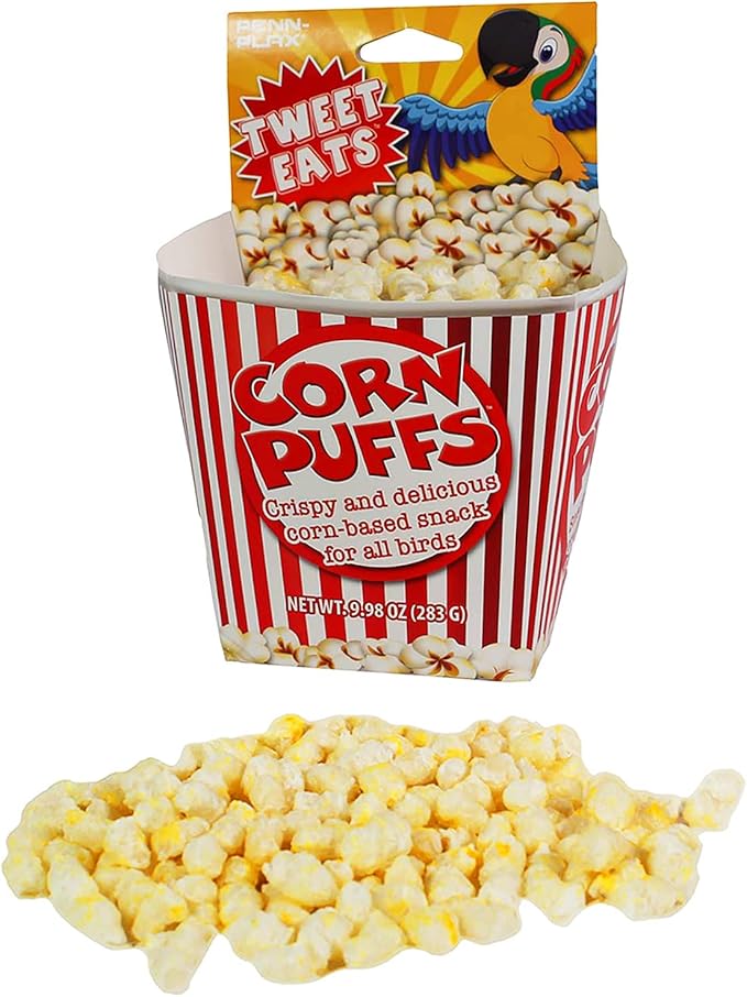 Penn-Plax Tweet Eats: Corn Puffs Natural Corn-Based Pet Treat for All Birds | Fun Way to Hand Feed - 1 Bag