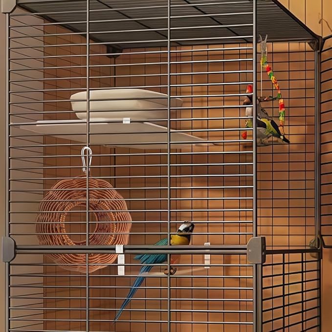 VTurboWay Bird Rattan Nest Chew Resistant Nest Hanging House Parrot Breeding Hideout for Bird Parrot Cockatiel Budgie Parakeet Finch Canary (Double Entrance)