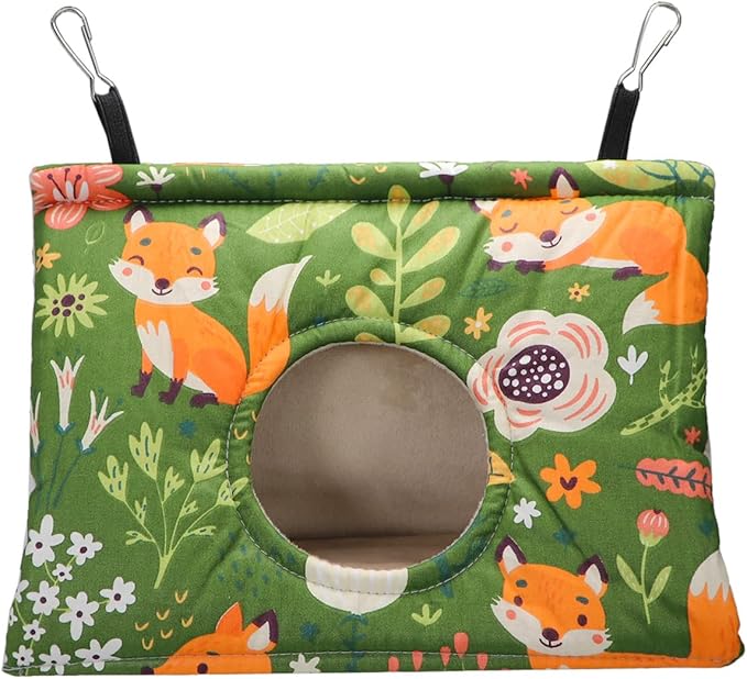 Wontee Bird Nest House Winter Warm Snuggle Hut Bird Bed Hanging Hammock for Parakeets Caique Senegal Quaker Parrots Cockatiels Conures (Medium, Green)