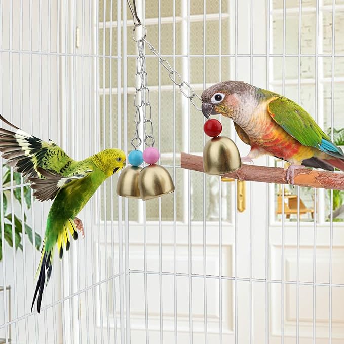 Hypeety Bird Bell Toy Cage Toys Parrot Macaw African Greys Amazon Parakeet Cockatiels Cage Hanging Swing Toys (7.87"/20cm)