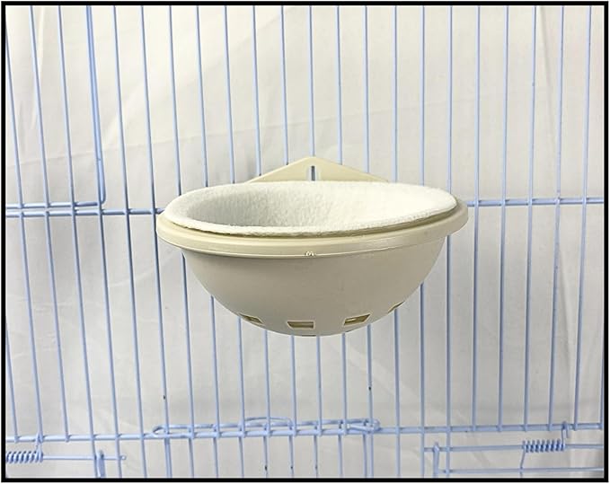 Plastic Bird Nests with Bird Nesting Pad - Round Bird Nest for Cage, Bird Nest House Mounted Inside Cage, Plastic Canary Nest Perch, Goldfinches, Finches and Exotic Birds Pack of 3