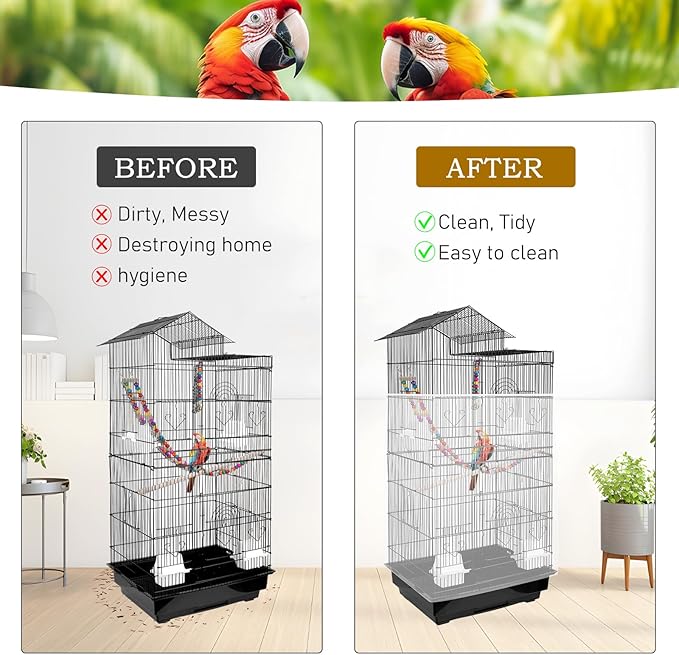 Universal Bird Cage Seed Catcher – Stretchy, Lightweight Mesh Skirt for Parrot Cages, Stops Scatter, Breathable Fabric, Adjustable & Reusable, White viiwxx