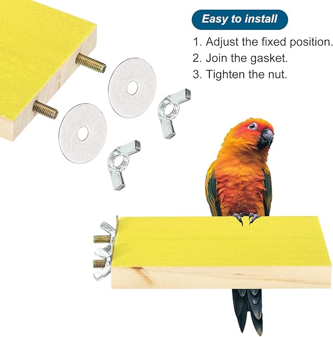 PATIKIL Bird Perch Stand, Parrot Stand Platform Playground Paw Grinding Clean for Parakeet Cockatiel Cage Accessory, Yellow