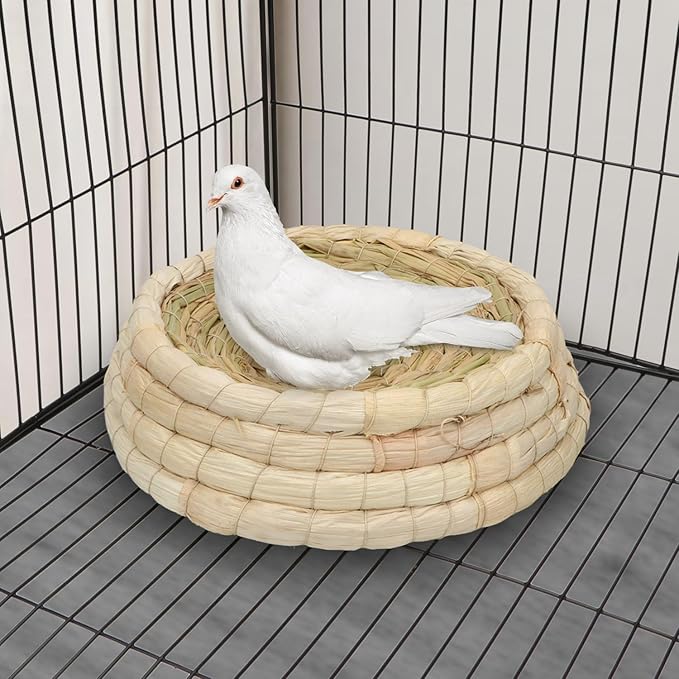 Wontee Bird Nest Parrot Breeding Nest Bed Bird Cage House for Pigeon Dove Parakeet Cockatiel Conure African Greys (A: Corn Husk nest)