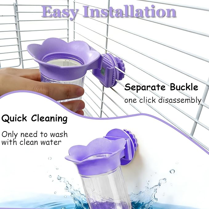 7 PCS Bird Cage Feeder for Vegetable Millet Holder Cage Accessories with Parrot Fruit Forks for Budgie Cockatiel Lovebirds Parrot (Purple)