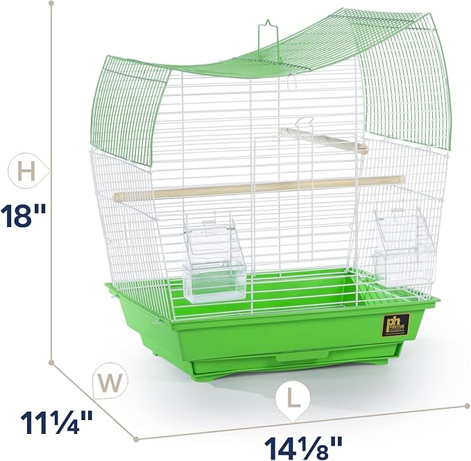 Prevue Pet Products South Beach Wave Top Bird Cage - Ideal for Finches, Canaries, Budgies, and Similarly Sized Birds, Minimal Assembly, Made of Powder-Coated Steel Wire Mesh - Green