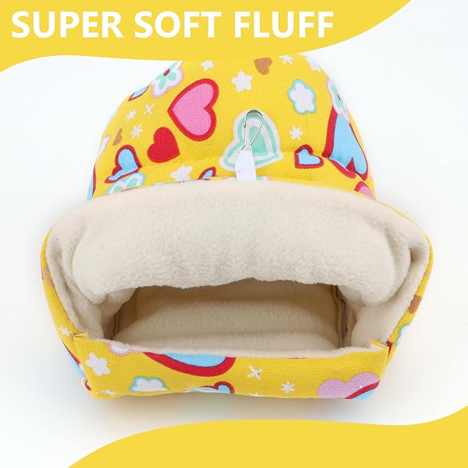 Hypeety Bird Hanging Hammock Nest Parrot Winter Warm Nest House Comfortable Plush Bird Bed for Cage Winter Bird Hideaway Hut for Cockatiels Budgies Parakeets Lovebirds Conures Hamsters (Cordate)