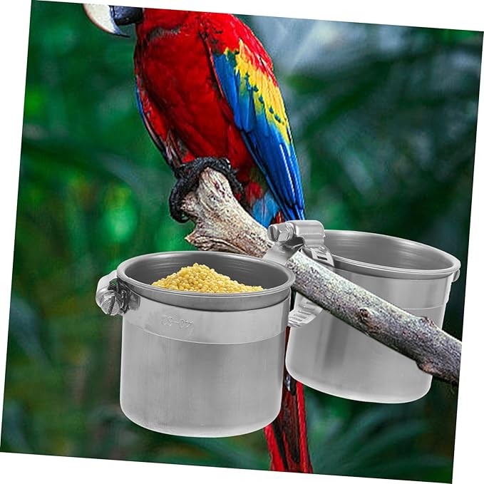 GANAZONO Parrot Standing Pole Feeder Pet Parrot Feeding Container Steel Construction Easy Install