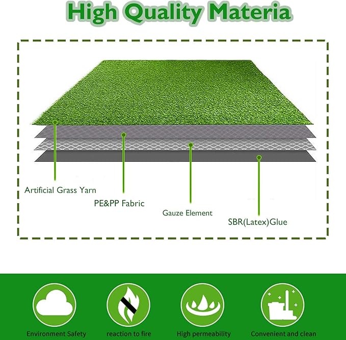 PINVNBY 4 Pcs Chicken Nesting Box Pads,12"x12" Washable Artificial Grass Rug Carpet Fake Grass Synthetic Turf Mat for Chicken Coop Pet Garden Lawn Indoor Outdoor