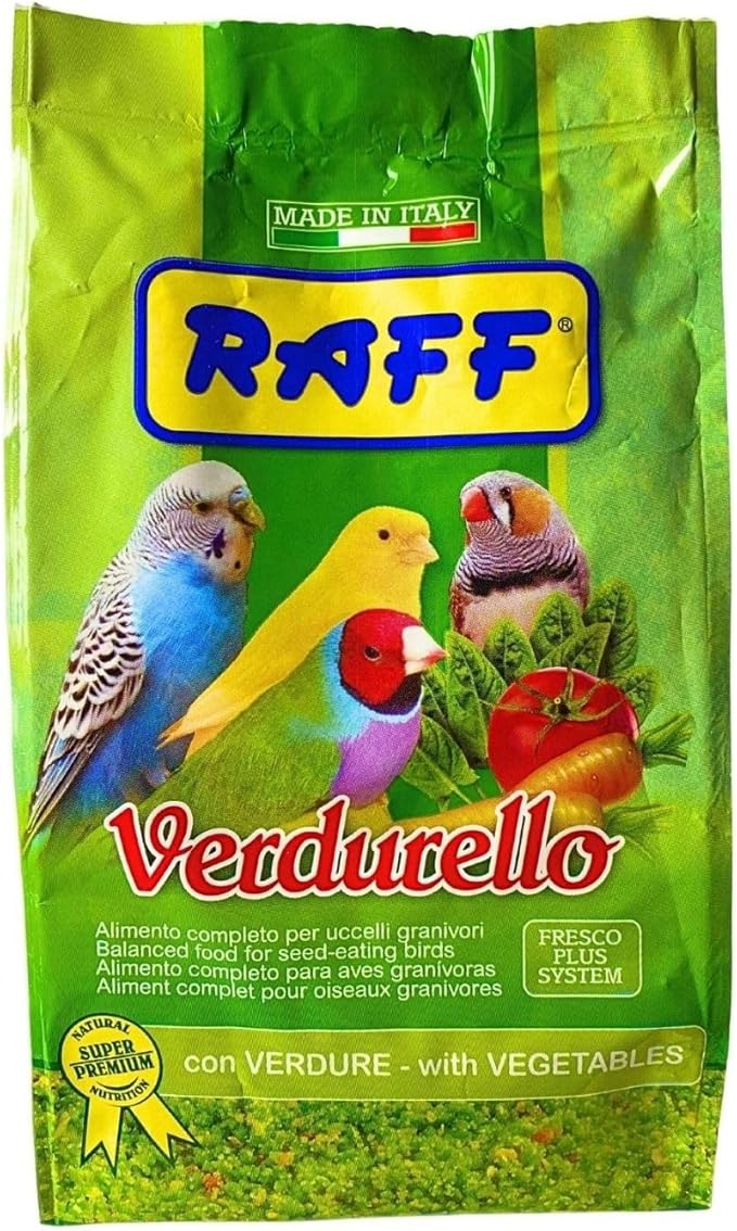 Raff Verdurello 400g - Soft Bird Food with Enriched Egg and Dehydrated Vegetables - Canary & Parakeet Food - Bird Health Supplement for Molting & Feather Growth