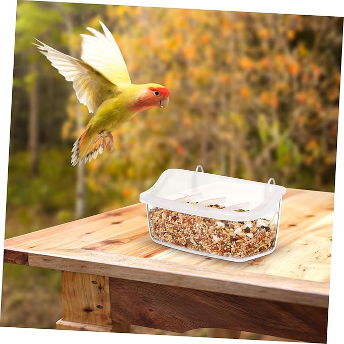 2pcs Plastic Bird Feeders Transparent Hanging Food Bowls for Parrots Birds Capacity Feeders for Learning to Eat