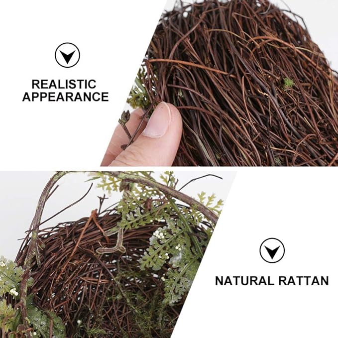 Artificial Bird Nest with Eggs Birds Faux Natural Rattan Twig Bird Nest House Ornament Photo Props for Decoration