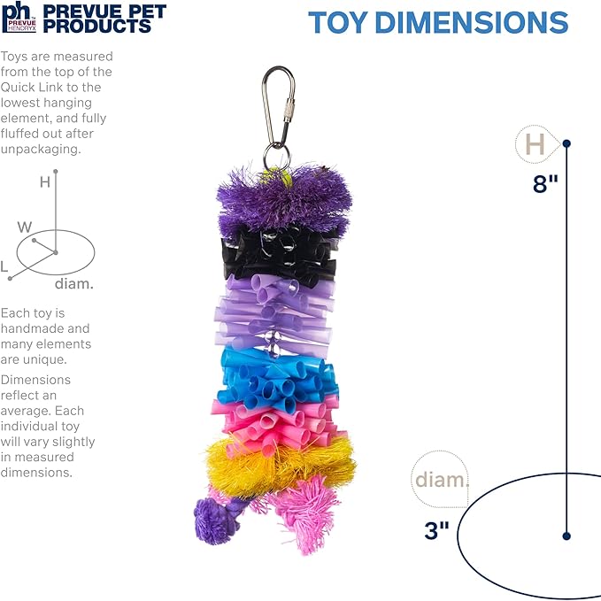 Prevue Pet Products Preen & Pacify Calypso Creations Straw Stacker Bird Toy - Accessories for Parakeets, Conures, Cockatiels, Budgies, and Small to Medium Birds, Hanging Cage Toy for Interactive Play