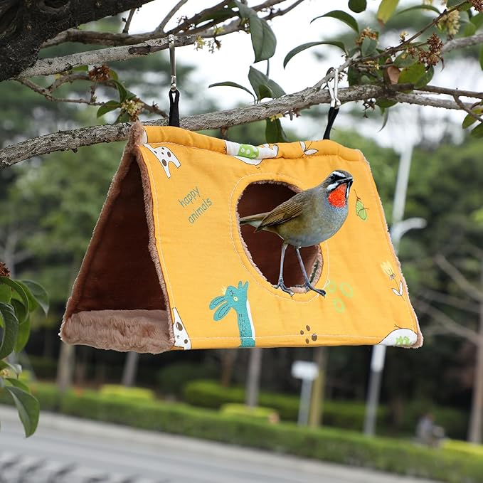 2 Pcs Winter Bird Warm Nest House Bird Bed for Cage, Hanging Hammock, Plush Fluffy Shed Birds Hideaway 9.8 x 5.5 x 5.9 Inch Sleeping Bed Fuzzy for Budgies, Lovebird, Parrot, Parakeets, Cockatiel
