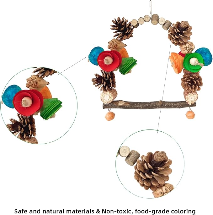 Bird Toys, Bird Perch Stand Playground for Cage, for Small-Medium Parrot, Parakeet, Budgie, Conures(Swing)