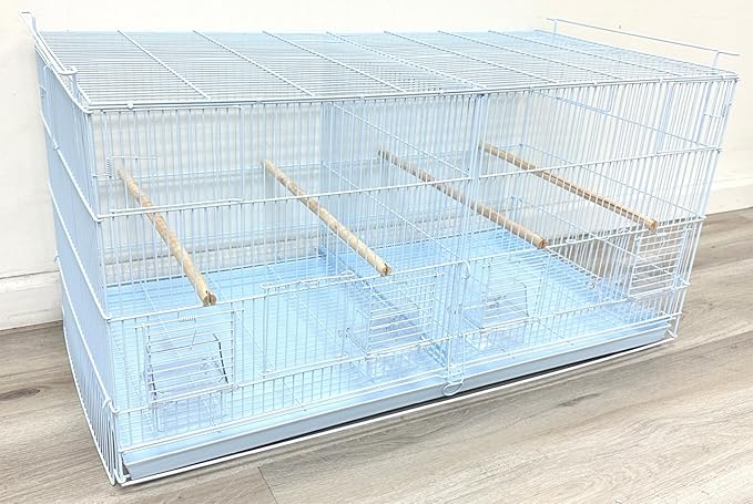 Extra Large 36" x 18" x 19"H Lot of Two Breeder Bird Flight Cage Side Breeding Nest Box Door Center Divider with Removable Rolling Stand