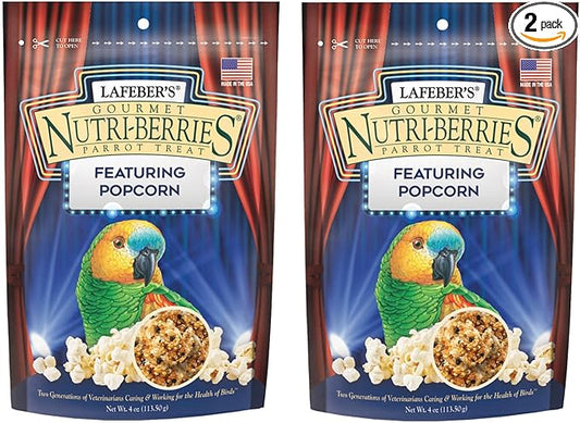 LAFEBER'S Popcorn Nutri-Berries, for Parrots, 4 oz Bag (Pack of 2)