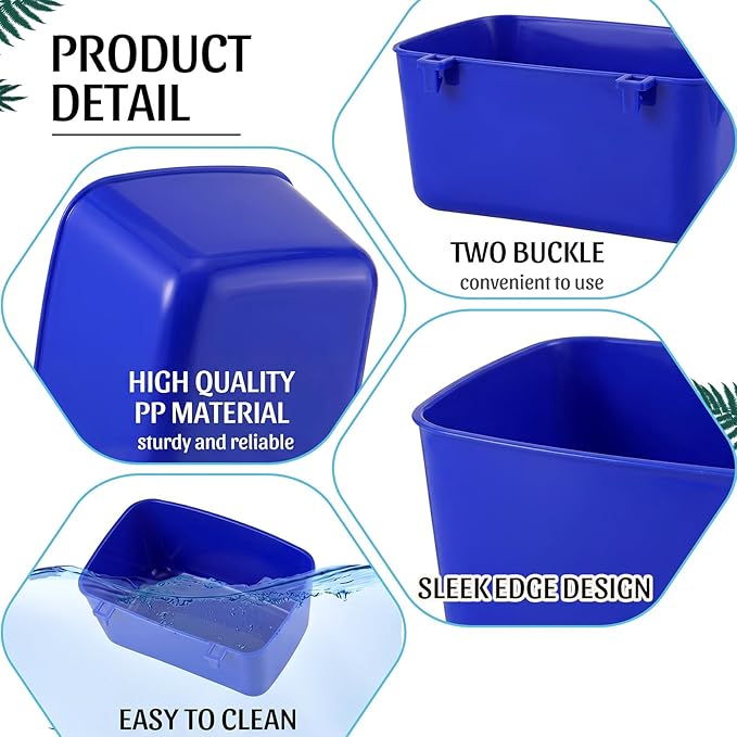 Zhehao 20 Pcs Bird Cage Cups Chicken Feeder Waterer Cups 18 oz Pigeon Feeder Plastic Poultry Wire Cage Hanging Chicken Water Bowl for Pet Bunny Gamefowl Poultry (Dark Blue)