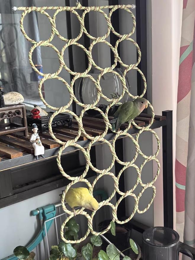 2 Pack Small Pet Rope Toys,Bird Rope Perch Climbing Net Ladder Hanging Hammock for Parrot (Parakeet/Cockatiel/Cockatoo/Macaw/Conure), Rat, Hamster, Mouse, Ferret (2Pcs)