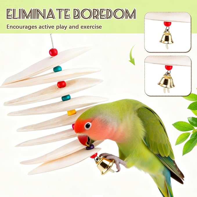 2 Pack Bird Cuttlebone Chew Toys, Natural Cuttlefish Bone for Birds Beak Grinding & Calcium Supplement, Hanging Cage Accessories for Small Medium Birds (2, Thin Slices)