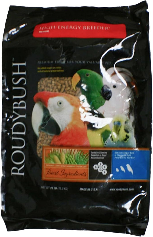 Roudybush High Energy Breeder Food for Breeding & Weaning Birds - Scientifically Formulated Bird Feed - Bird Food Pellets w/ Corn, Wheat, Soy - Nutritious & Healthy Feed for Birds (Medium, 25lb)